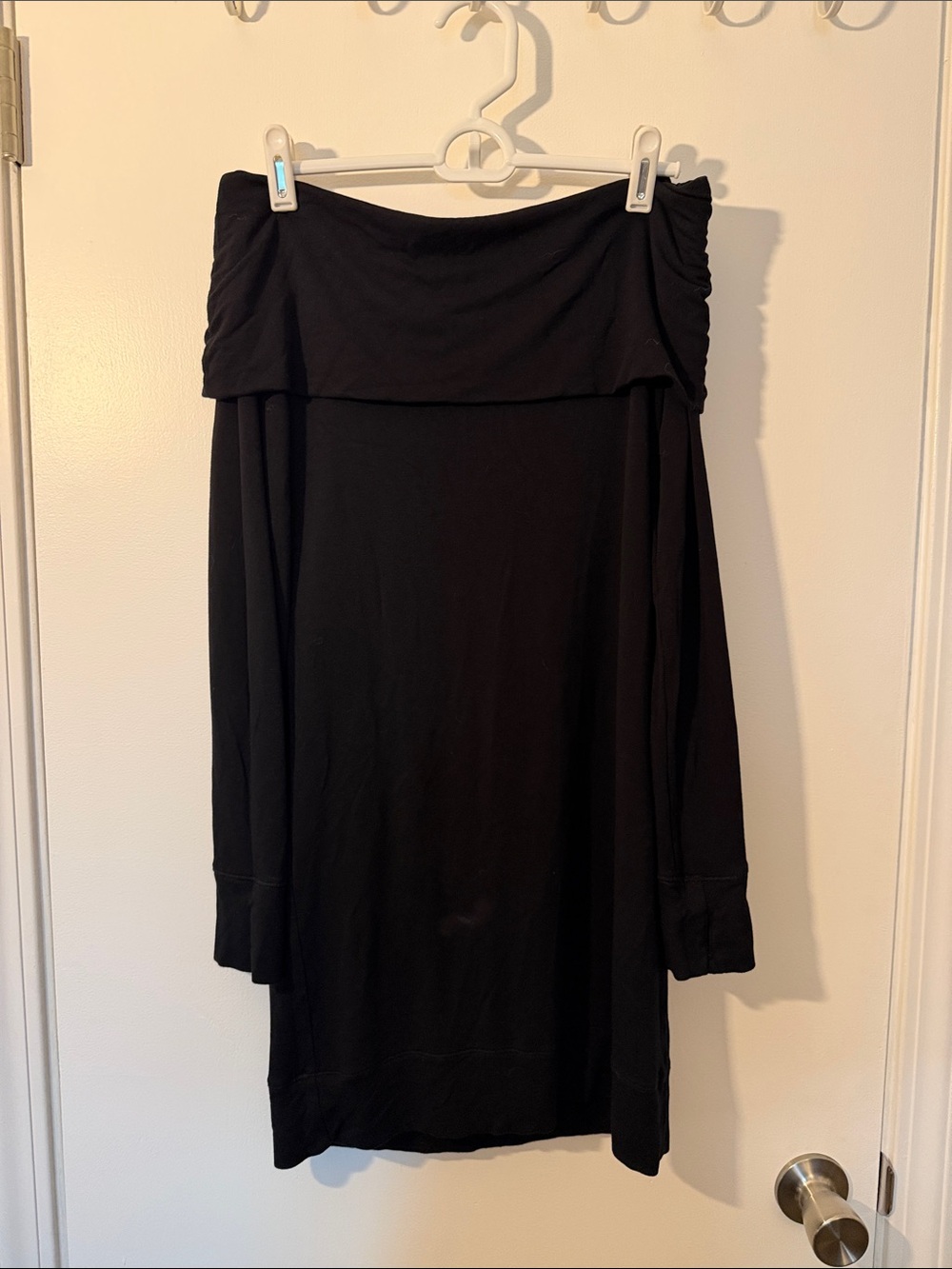 Off-Shoulder Black Midi Dress